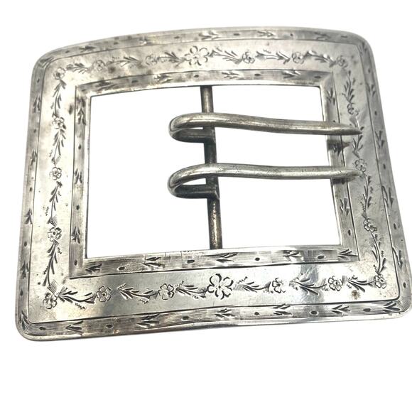 VTG Sterling Silver Victorian Belt Buckle Stamped‎ La Pierre floral Rare - Picture 1 of 4